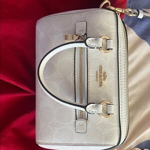 Coach Silver Crossbody Bag with Gold Accents